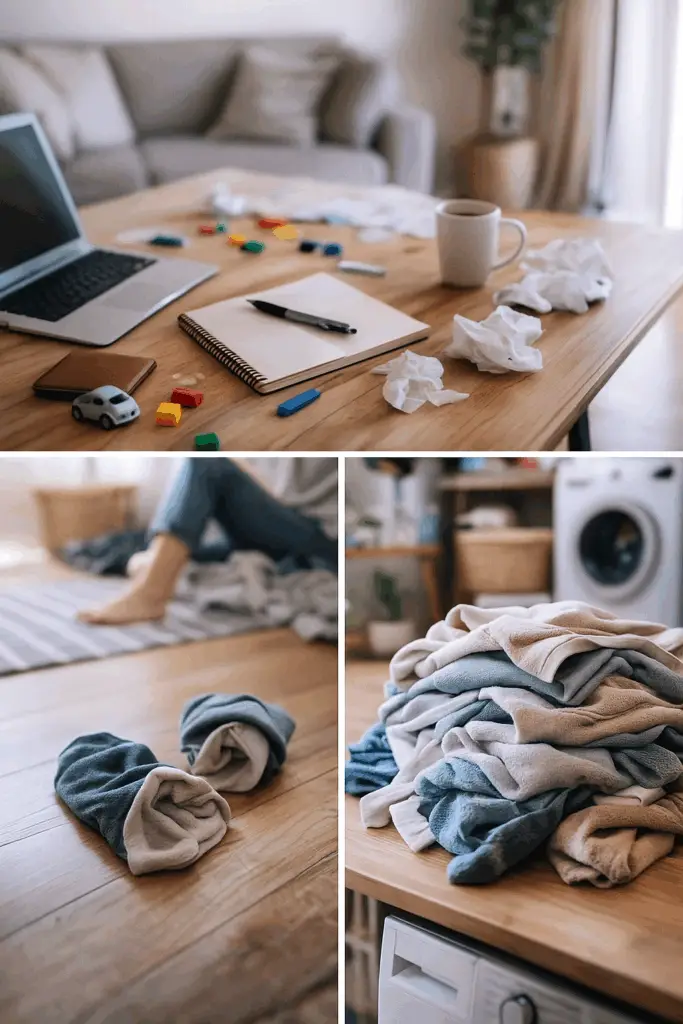 裏返しになった靴下を直す様子。名もなき家事として毎日発生する小さくても負担の大きい作業の一つ。